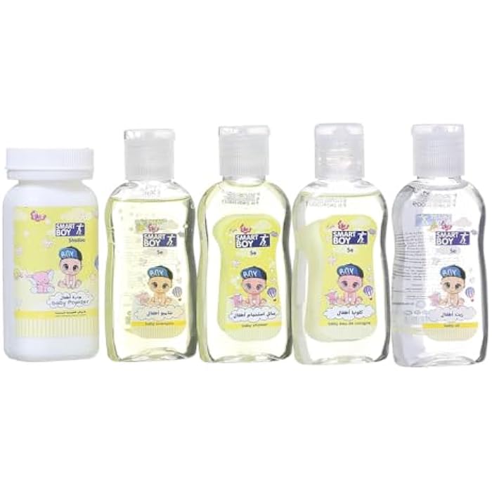 Baby Skin & Hair Care Set (Shampoo + Conditioner + Powder + Oil + Lotion), Yellow DR-A-624 - Image 4